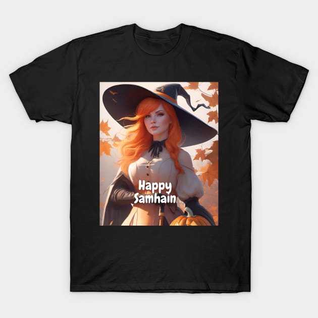 Happy Samhain Witch T-Shirt by HauntedWitch